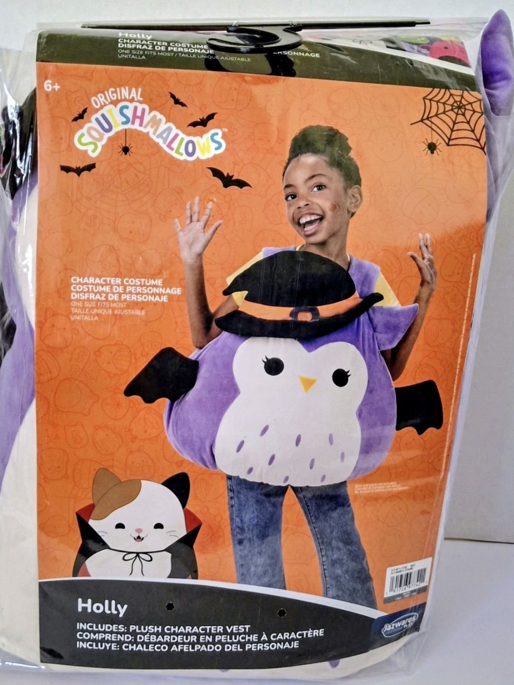 Squishmallows Holly Plush Bat Costume Vest - Purple, Black, White, Yellow